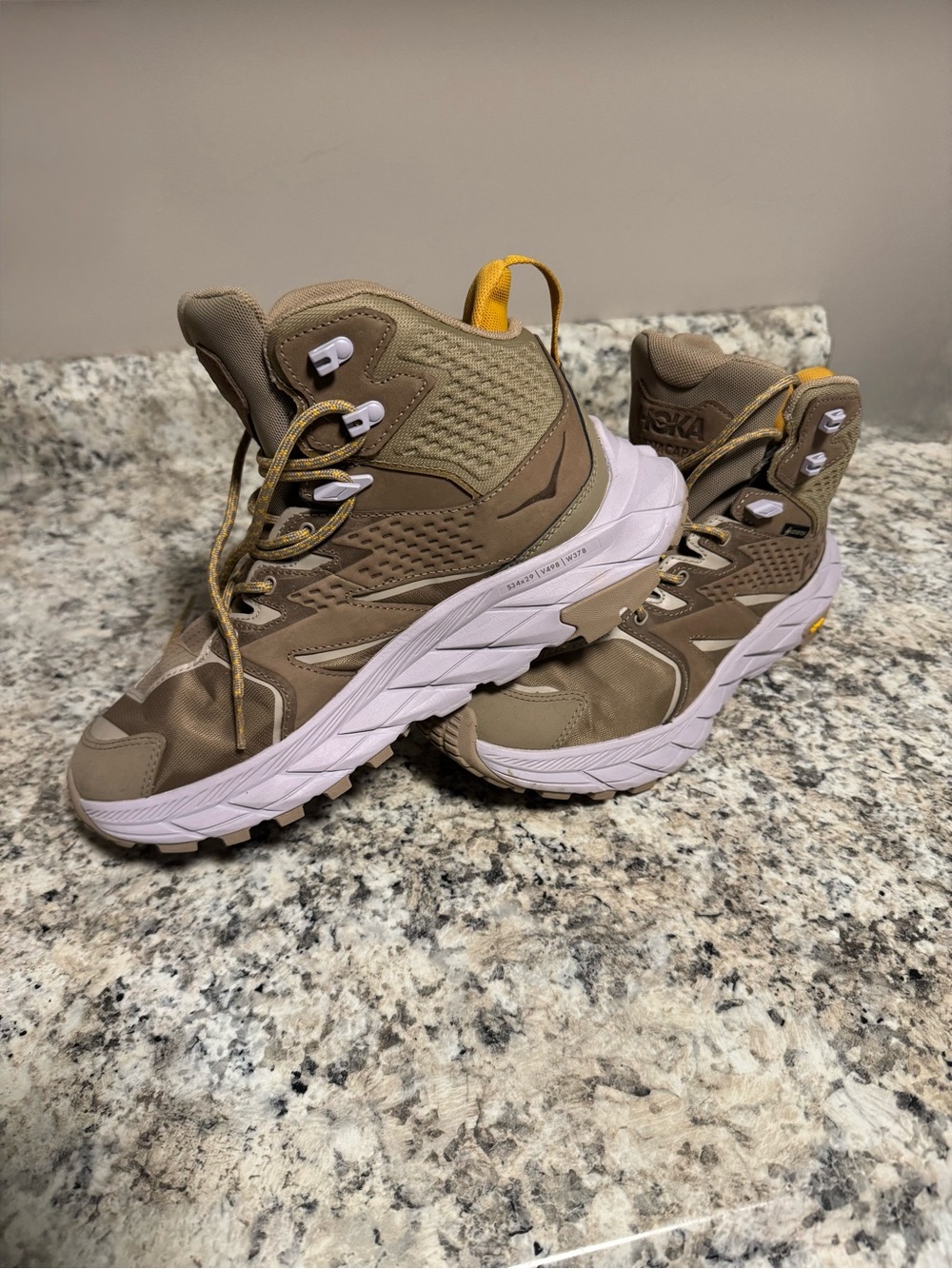 Hoka Brown and Yellow Trail Sneaker - Picture 2 of 7